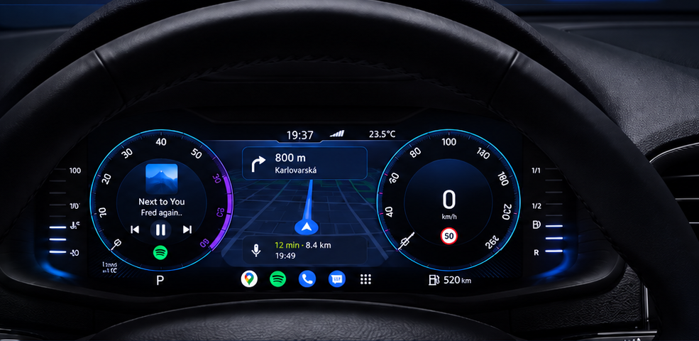 Škoda virtual cockpit with Android Auto